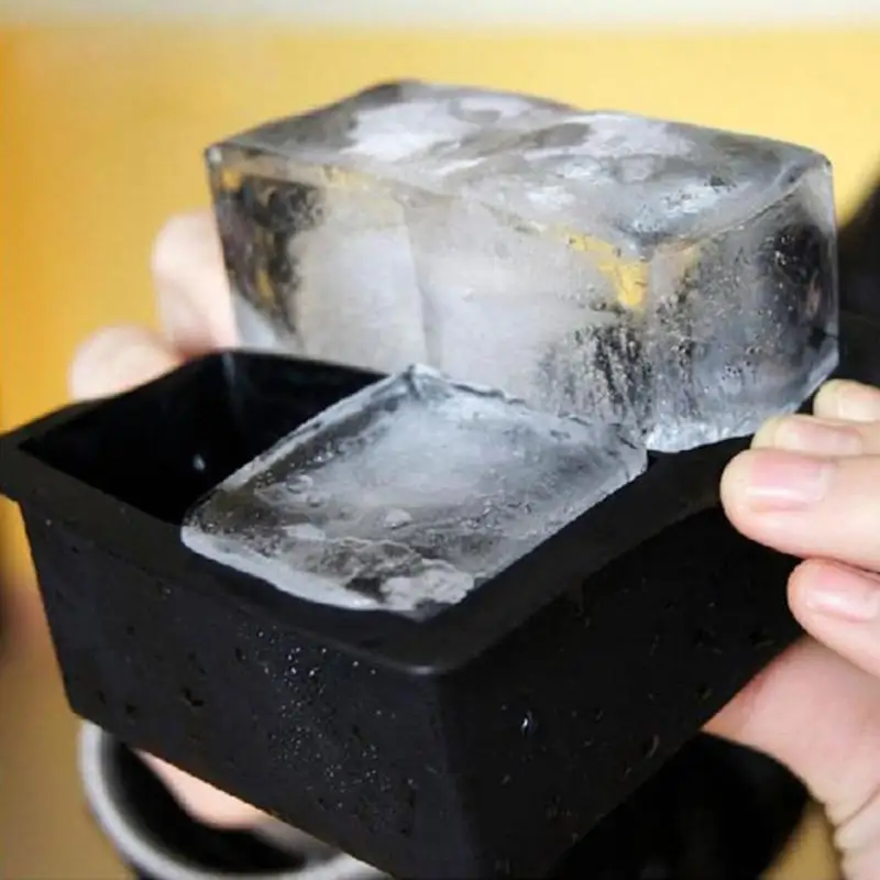 Силиконовые маленькие 4 отверстия квадратный лоток для льда Большой силиконовый кубик льда квадратный лоток плесень