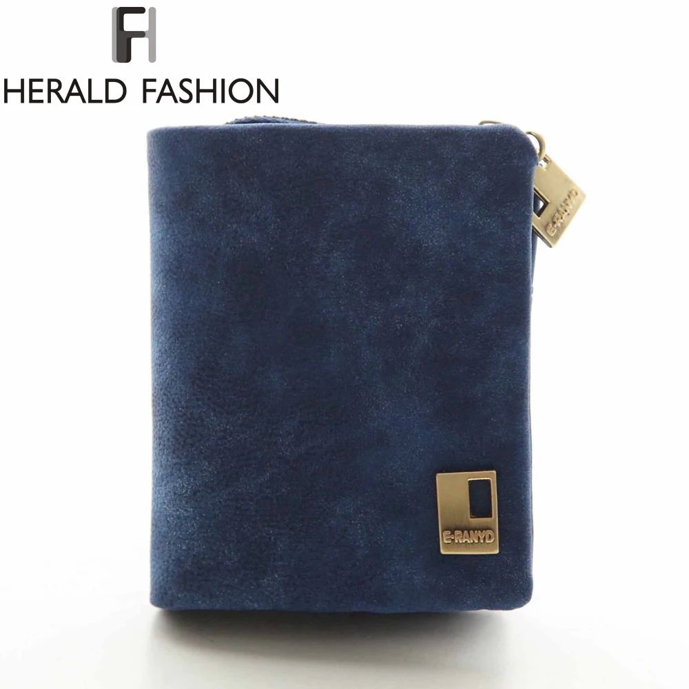 Matte PU Leather Zipper Hasp Short Clutch 3 Fold Wallet Coin Small Purses Card Holder carteira feminina Handbag Herald Fashion