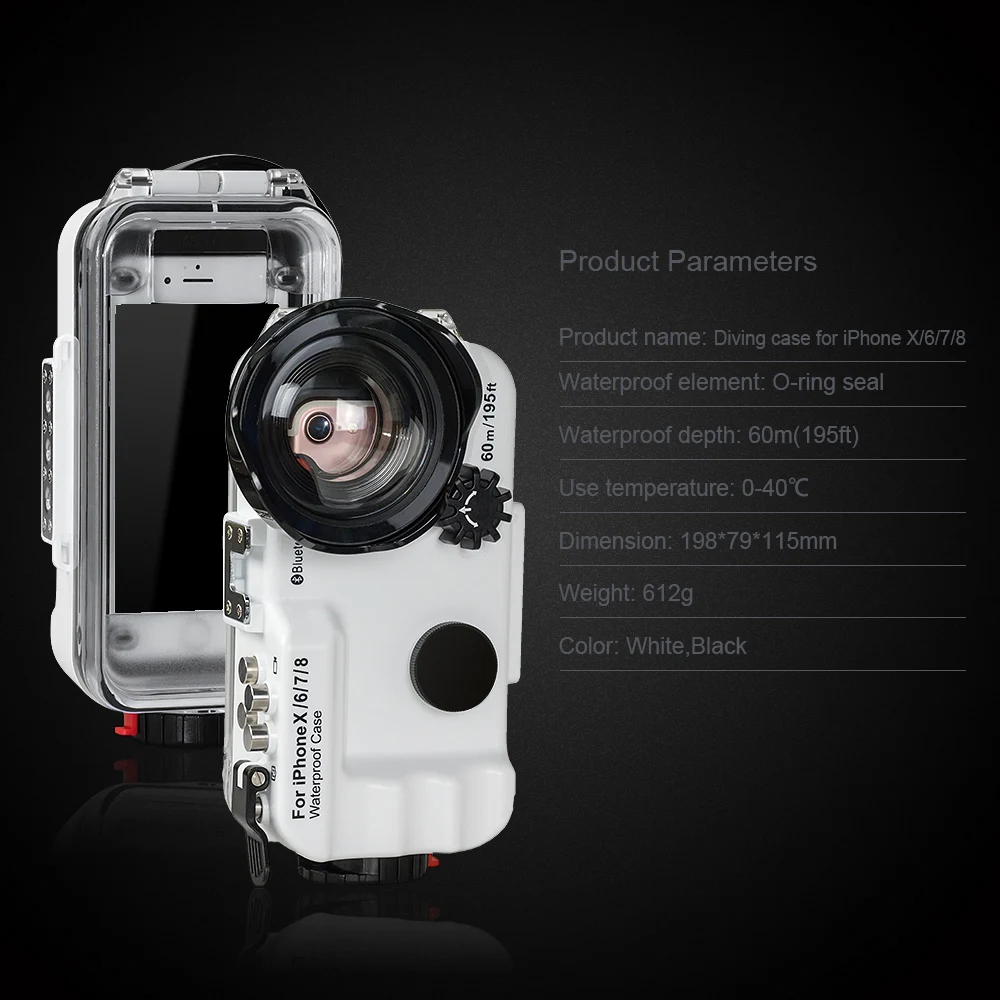Capa de Proteção para Celular à Prova Capa de Telefone D'água Bluetooth Subaquática Iphone x - 6 7 8 60m 195ft 4.7 '' - Image 5