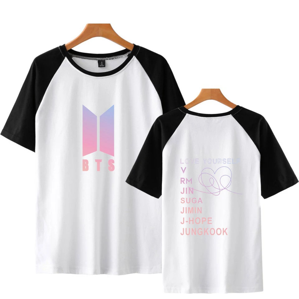 

Love Yourself KPOP T-shirt Kpop Leisure Raglan short sleeve Women K-pop Female Fans Clothes KPOP hot sales t-shirt jimin Clothes