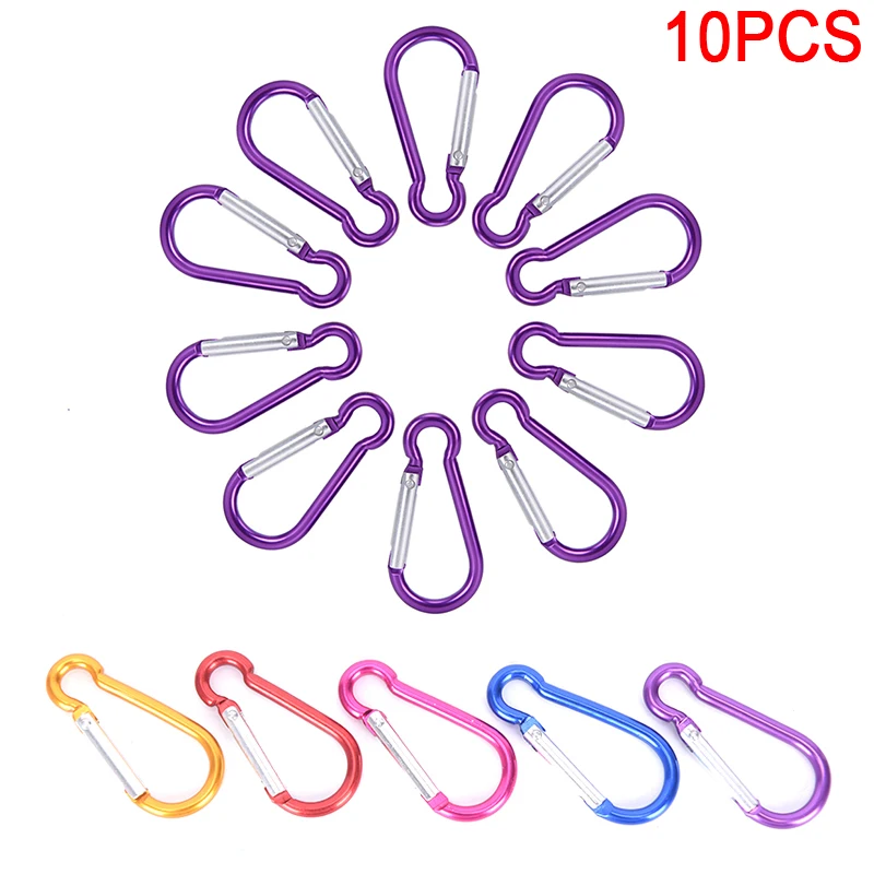 10pcs Aluminum Alloy Carabiner D-Ring Key Chain Clip Keychain Hiking Camp Mountaineering Hook Climbing Accessories