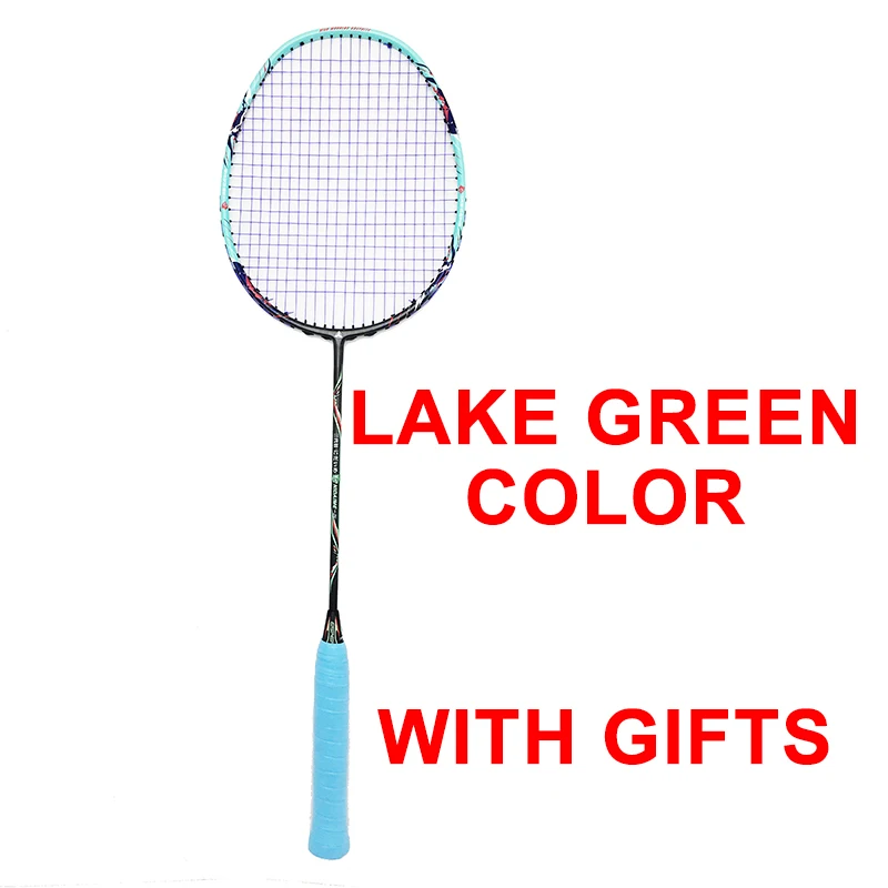 LAKE GREEN COLOR ESPER 58 Gram ракетка для бадминтона легкое углеродное волокно 9U графитовая профессиональная ракетка со шнуровкой до 30 фунтов с воланами - Цвет: LAKE GREEN COLOR