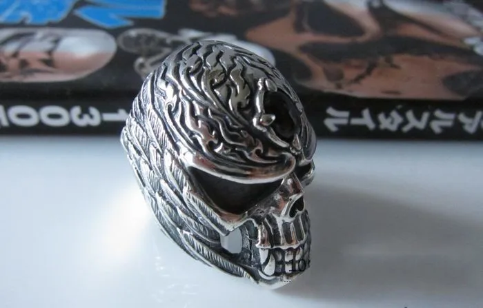 Мужское кольцо тайский серебряный череп кольцо женское инкрустирующий Камень Звездное кольцо