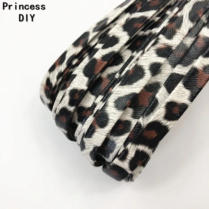 

5M/Lot 3/8'' Soft Printed PU Faux Leather Ribbon 10mm Brown Leopard PU Ribbon Cord Bias DIY Chocker Collar Accessory Material