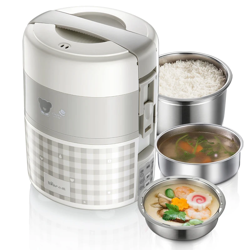220V Electric Heating Lunch Box 3 Layers With Stainless