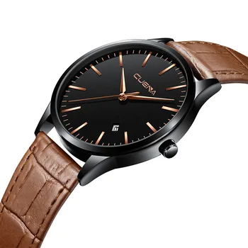 

Men's Fashion Sport Stainless Steel Case Leather Band Quartz Analog Wrist Watch relogio masculino relogio masculino reloj hombre