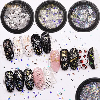 

10pcs Nail Art Glitter Sequins Laser Shiny Nail Flakes Powder With Design DIY Nail Decoration Tips For Manicure
