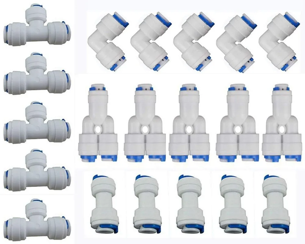 1/4" OD Quick Connect Push In to Connect Water Tube Fitting Set Of 20