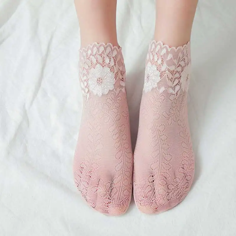 Женские носки тонкие эластичные модные кружевные ретро сексуальные летние осенние полые удобные дышащие японские