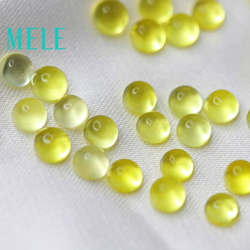 Natural golden yellow prehnite stone,4x4mm 0.35ct loose stone DIY stone matching Designer matching round for women