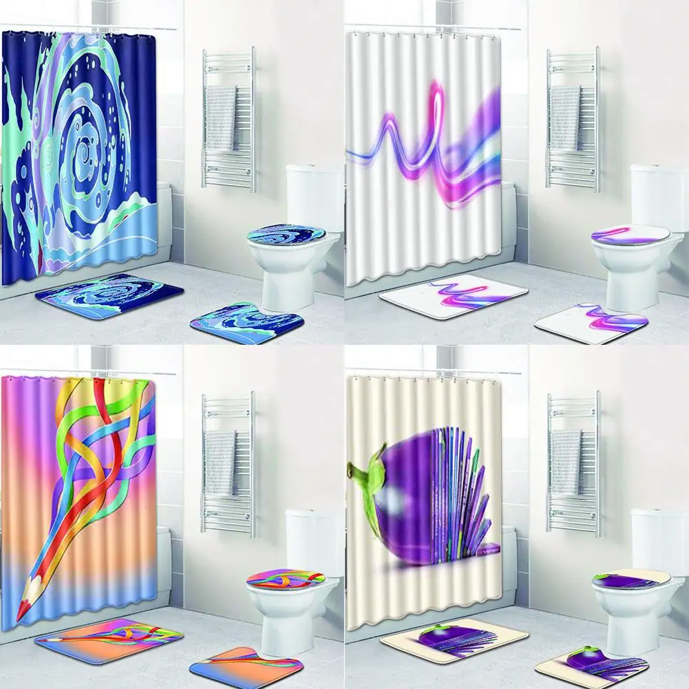 4 шт./компл. Ideas Art Series душевой занавес нескользящий домашний коврик для унитаза