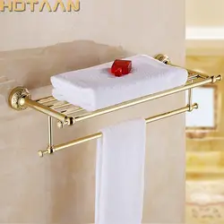 Бесплатная доставка, Ванная комната держатель для полотенец, нержавеющая сталь + цинковый сплав золота вешалка для полотенец, 60 см банное