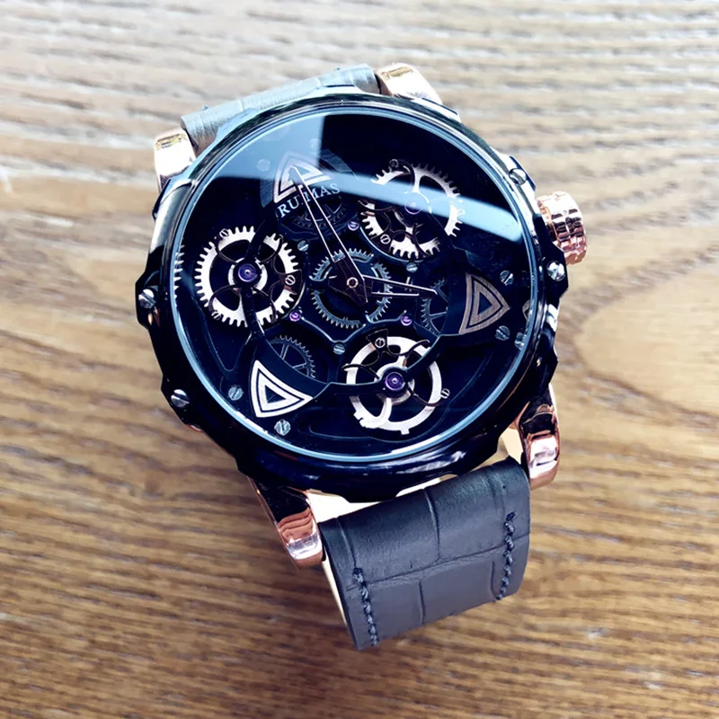 Cool Black Technology Men's Watch Top Brand Luxury Fashion Waterproof Watch Leather Personality Large Dial Quartz Watch Students Cool Black Technology Men's Watch Top Brand Luxury Fashion Waterproof Watch Leather Personality Large Dial Quartz Watch Students