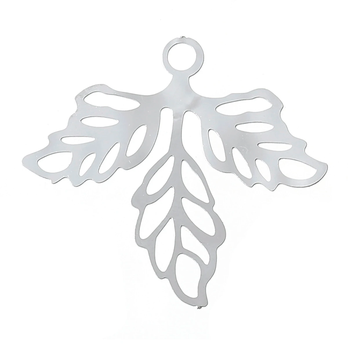 

DoreenBeads Filigree Stainless Steel Charm Pendants Leaf Silver Tone Hollow 25mm(1") x 23mm( 7/8"),2 Pieces 2017 new