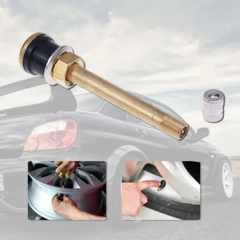 VODOOL 1pc Universal Brass Straight Tubeless Car Truck Bus Tire Valve