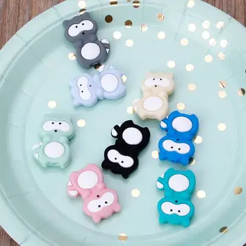 

Raccoon Silicone Beads Animals Teething Necklace Bead Shower Gift DIY Crafts Baby Nursing Accessories