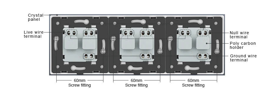 Livolo стандарт ЕС розетка, белый кристалл панель для розеток панель, многофункциональный тройной настенный, мощность без вилки