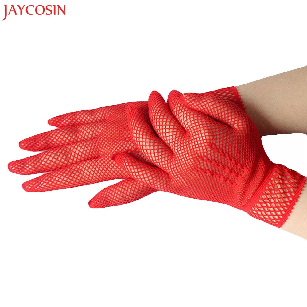 

JAYCOSIN Women Glove Ladies Girls Neon Sexy Short Fingerless Fishnet Lace High Elasticity Gloves Black,White,Red z1123