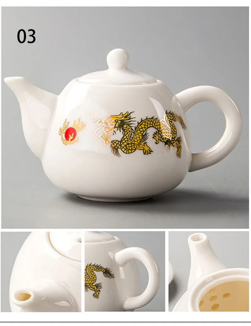 Изысканный керамический чайник кунг-фу, китайский чайник, чайный сервиз для кофе, Китайский цветочный чайник, фарфоровая чайная посуда