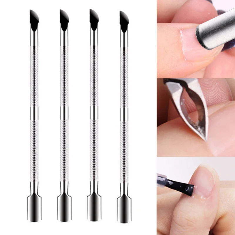 

1Pc Nail Cuticle Pusher Stainless Steel UV Gel Polish Remover Double Sided Finger Dead Skin Push Cutter Manicure Tool