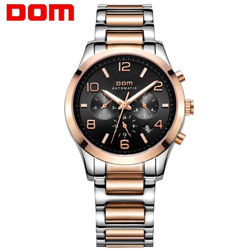 

DOM mens watches top brand luxury waterproof mechanical man Business man reloj hombre marca de lujo Men watch M-812G-1M