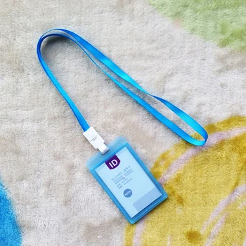 

1Pc Portable String Porte Carte Credit PU Card Case Holder Fashion ID Bus Identity Badge with Lanyard 5 color54*85mm