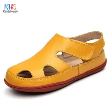 Kindstraum 2017 nouveaux enfants de cuir véritable sandales enfants gladiateur style respirant fond en caoutchouc chaussures pour filles et garçons, ej077