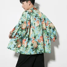 Лидер продаж, с цветочным принтом, мужские кимоно юката, свободные, винтажные, Tang, верхняя одежда, повседневная, мужская, Haori, блузка, новая, солнцезащитная, негабаритная, 5XL