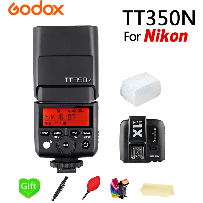 GODOX TT350N 2 4G HSS 1/8000s ttl GN36 Вспышка Speedlite карманные фонари + 1 шт. X1T-N беспроводной