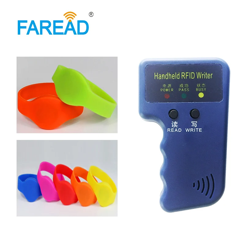 

x1pc RFID Copier Writer x100pcs Free shipping 125khz TK4100/EM4100 EM4305/T5577 RFID Wristband For Swimming Pool Sauna Room GYM