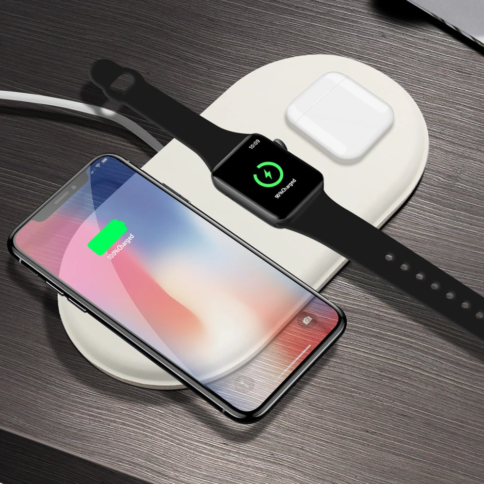 

Double Fast QI wireless charger pad for Apple Watch 2 3 4 IPhone 8 Plus X XR XS Max Samsung galaxy S9 S8 S7 Edge Note8 Universal