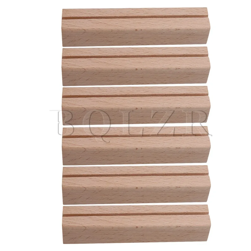 

BQLZR 12x2.5cm Natural Wood Postcard Holder Stand Display for Arts Crafts Home Decorations Event Ornaments Pack of 6