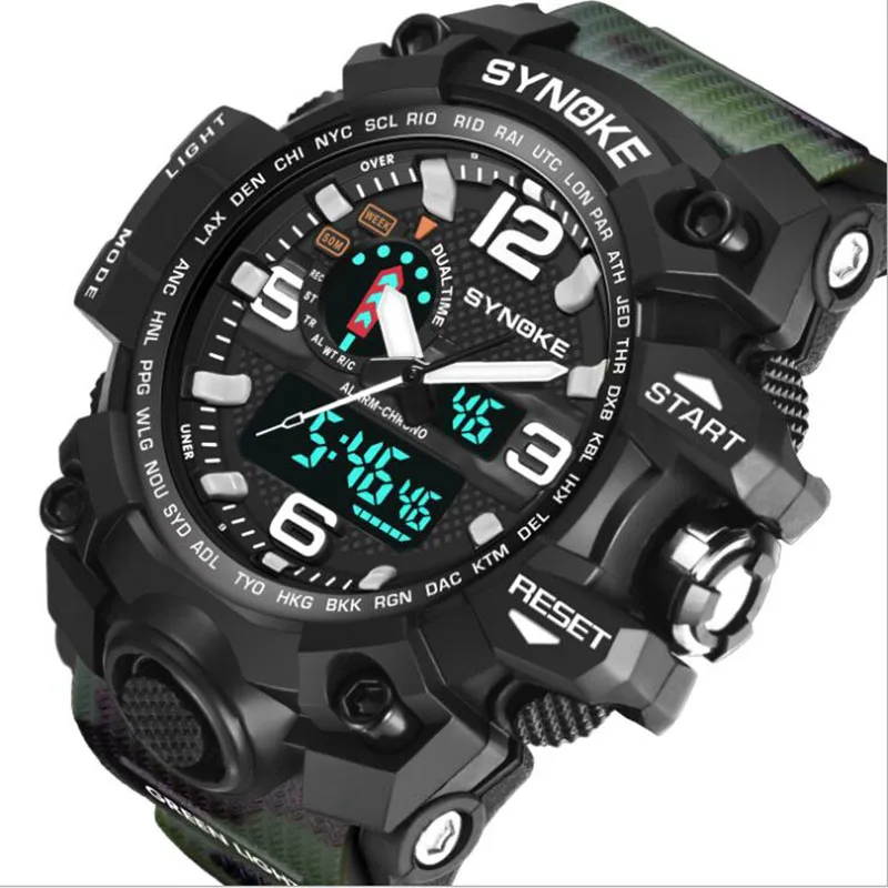 BIG BOSS Men's Watch New Brand Fashion Fitness Outdoor Mountaineering Dual Display Electronic Multifunction Waterproof Military