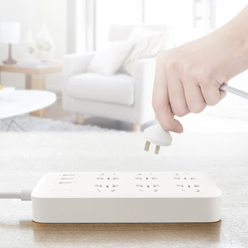XiaoMi Mijia 6 портов с 3 USB портами Быстрая зарядка 5 в 2 1 а умный Удлинитель сетевой