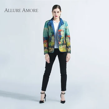 

AllureAmore Spring Women Jacket Windproof Coats Double Face Jacket Outwear Solid And Print Fashion Coat New Collection Designer