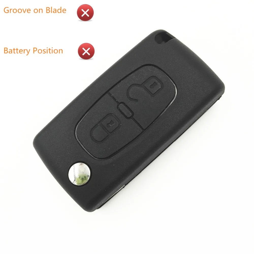 

Uncut Car Cover 2 Buttons Flip Folding Key Case Blank Shell No Battery Place Inside No Groove For Peugeot 307 407 207