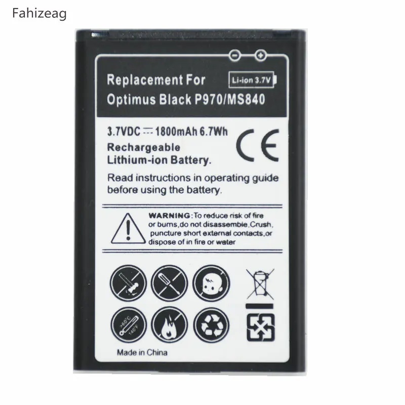 Fahizeag BL-44JN запасная батарея для LG Optimus Black P970 MS840 L5 P690 C660 P693 P698 E510 E610 E615 E612 E730 E400 |