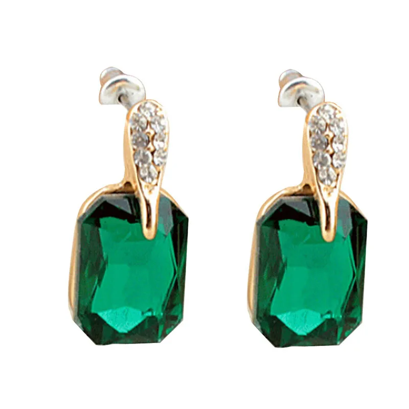 New Fashion Jewelry Green Zircon Big Crystal Rhinestone Ear Stud