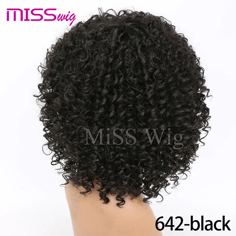 Miss Wig 20 дюймов черный длинный афро кудрявый короткий парик для черных женщин 300 г афро парик синтетические парики африканская прическа - Цвет: # 1B