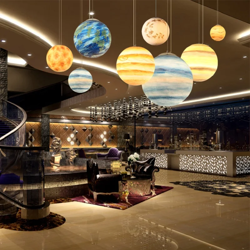 

Star wish modern pendant ceilling lamps for living dining bedroom children room eight planet earth moon hunging lamp