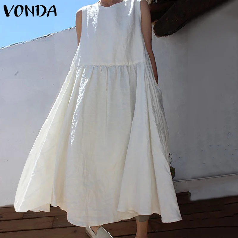

Women Pregnant Dress Summer 2019 VONDA Sexy O Neck Solid Color Maternity Dresses Vintage Casual Loose Party Sundress 5XL