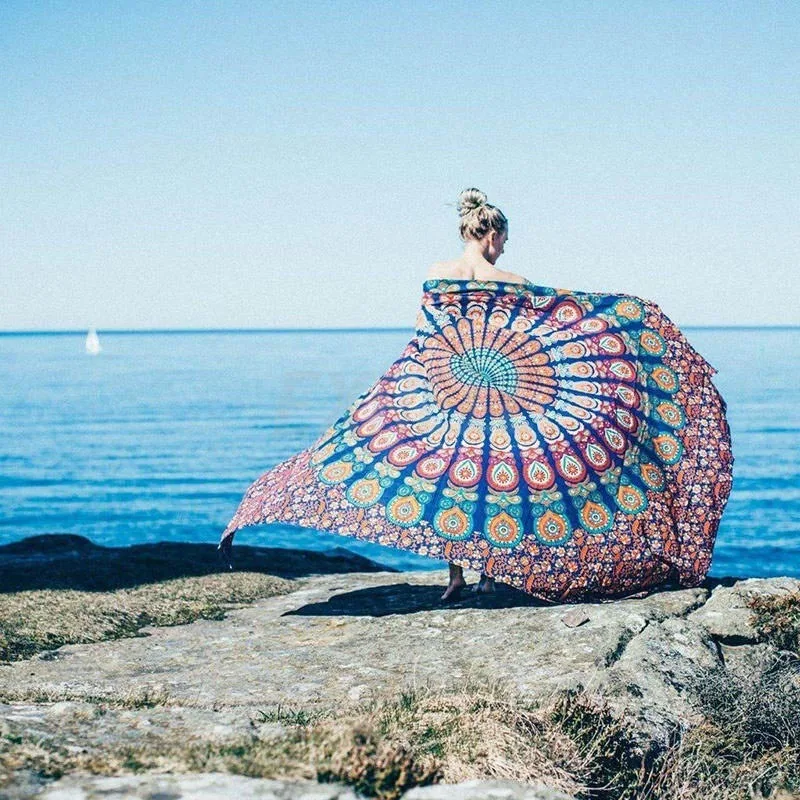 Indian Bohemian Mandala Tapestry Wallpaper Hanging Sandy Beach Throwing Carpet Camping Tent Travel Yoga Mattress Mandala - Цвет: 8