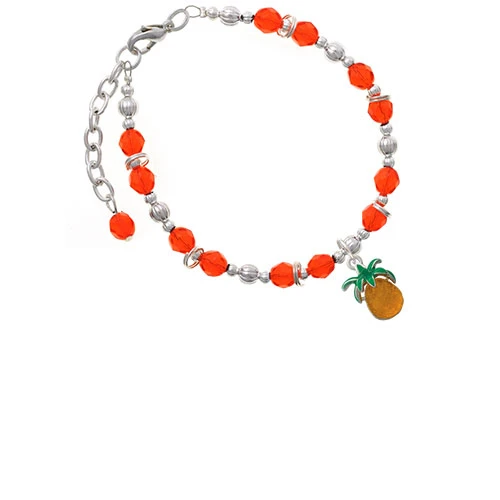 Yellow Resin Pineapple Orange Beaded Bracelet