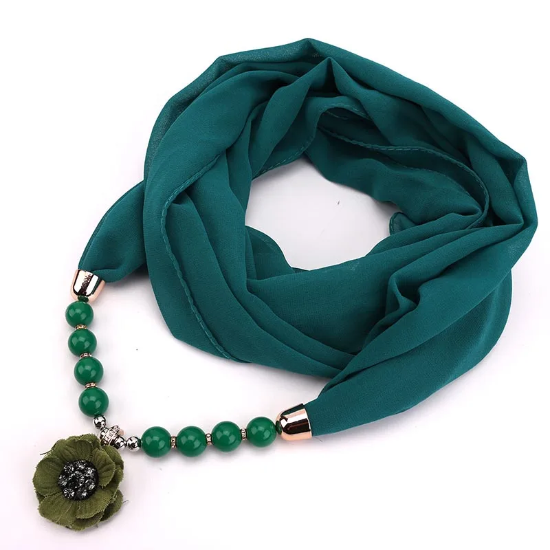 17 цветов, модное уникальное ожерелье, шарф из нитей, подвеска, цветочный дизайн, шарф, ожерелье для женщин, модные шарфы, подарок - Окраска металла: 17