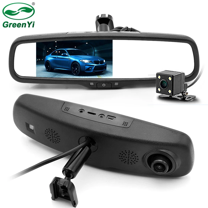 

GreenYi Full 1080P 170 Degree Car DVR Camera Video Recorder Black Box With HD 5 Inch Bracket Rearview Mirror Parking Monitor