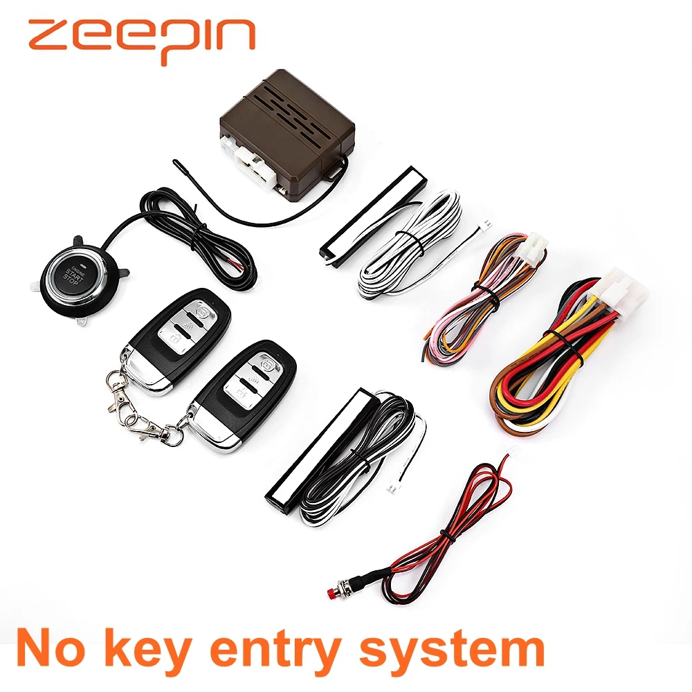 

E 12V Car No Key Entry Remote Control Lock Unlock Push Button Start-up Anti-theft Devices Auto Security Burglar Alarm System