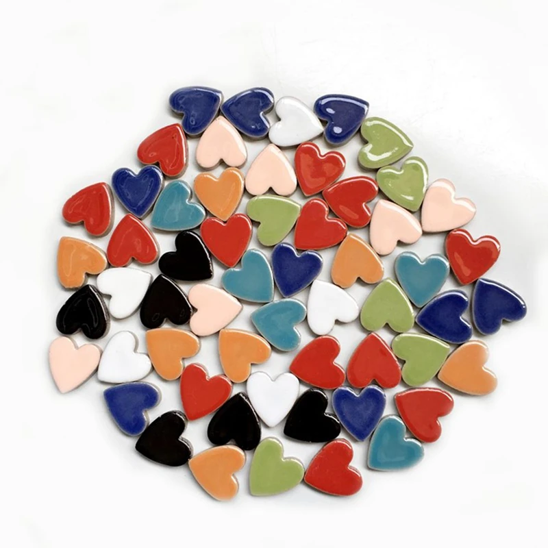 

12pcs/set Creative Ceramics Mosaic Kid DIY Handmade Material Cute Heart Shaped Wall Home Decor AAA0699
