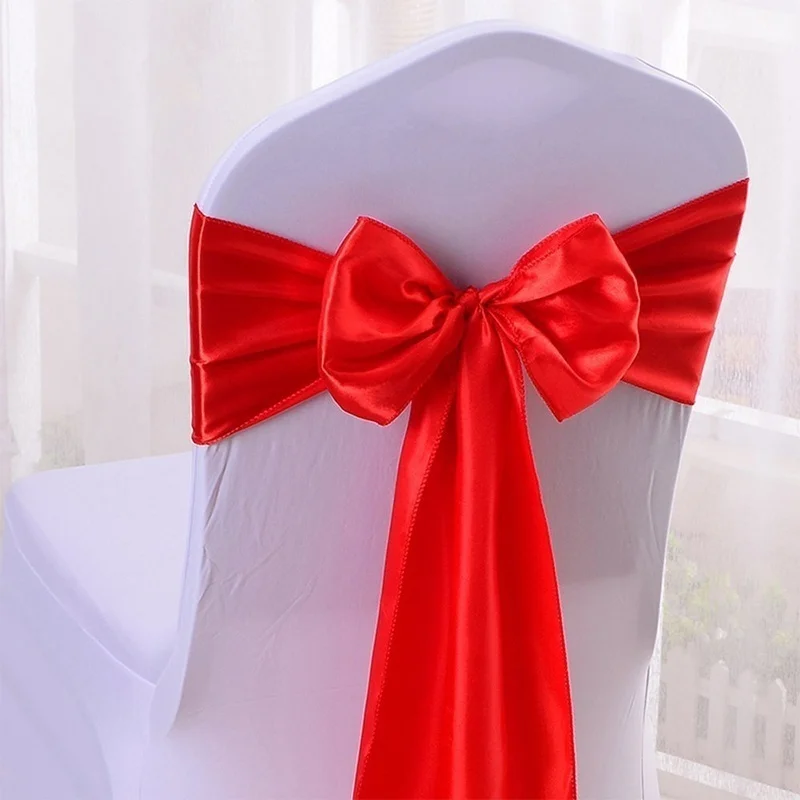 Атласная лента на стул галстук-бабочка для банкета, свадьбы, вечеринки, Бабочка, ремесло, чехол на стул, Декор, принадлежности, Бабочка, ремесло, чехол на стул, Декор - Цвет: dark red  50PCs