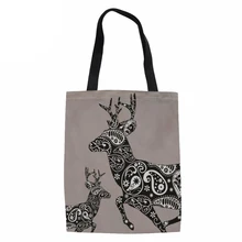 Для женщин Каналы Сумки сумка ручной работы из хлопка 3d олень корова, Коза принтованные дорожные складной длинный наплечный сумки для шопинга