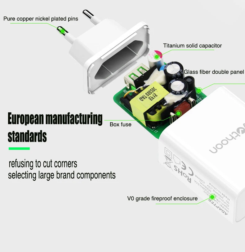 Votohoon 18 Вт QC 3,0 USB быстрое зарядное устройство для телефона дорожный настенный адаптер 18 Вт QC3.0 FCP универсальный для Xiaomi iPhone samsung huawei EU Plug